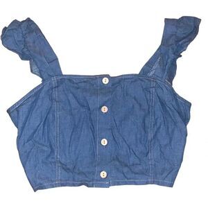 Denim button crop top